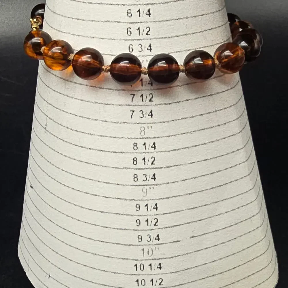 Crown Trifari Brown Lucite Beaded Bracelet Vintage Costume Jewelry